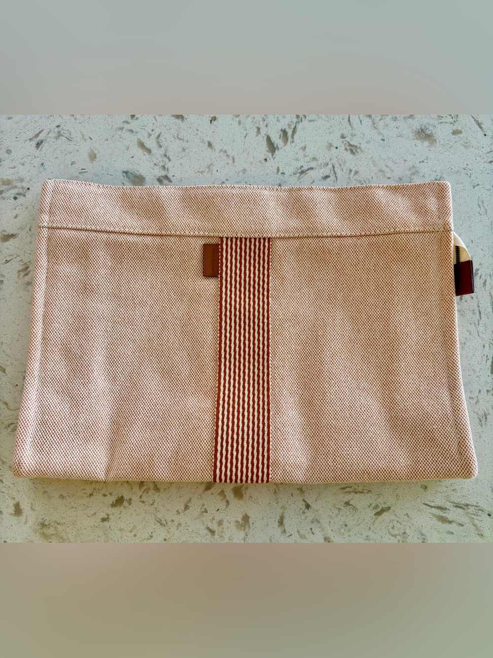HERMÈS Orange & Cream Toto Collection Cosmetic Case
